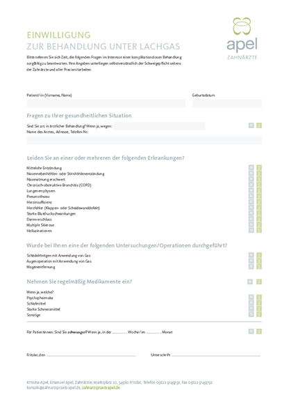 Lachgas-Anamnesebogen
